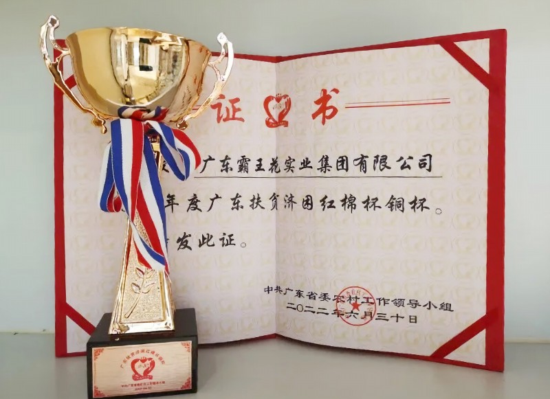 2022年7月18日,廣東霸王花集團再次被授予2021年度廣東扶貧濟困紅棉杯銅杯榮譽。